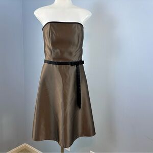 Scott McClintock Strapless Dress in Rich Brown with Black Accent.  Vintage